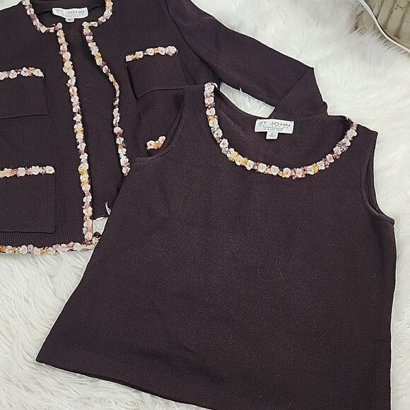 St. John Vintage Chocolate Brown by Sweater Jacket Coat Blazer Old Money - Picture 2 of 16